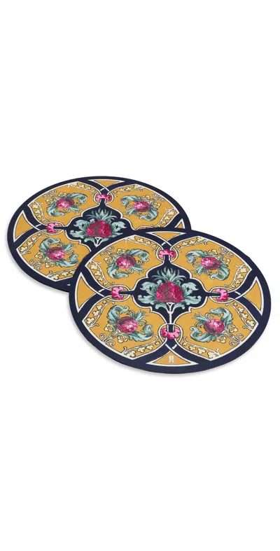 La Doublej Set Of 2 Disk Placemats Ananas In Multi