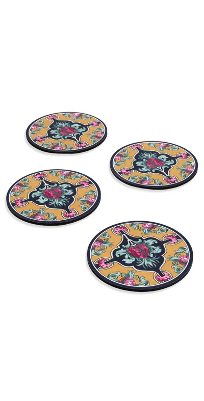 La Doublej Set Of 4 Disk Coasters Ananas In Multi