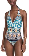 La Doublej Printed Halterneck Swimsuit In Multicoloured