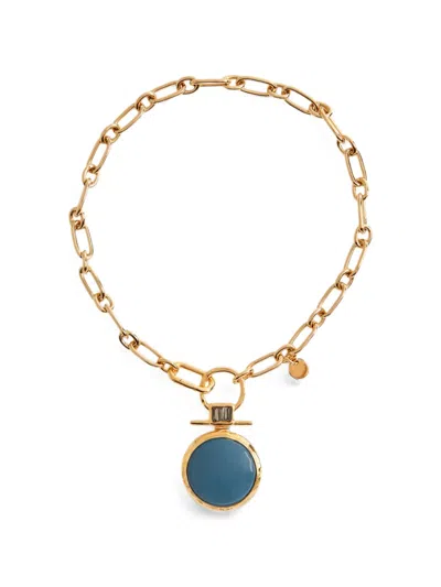 La Doublej Shen Loop Enamel-pendant Necklace In Gold