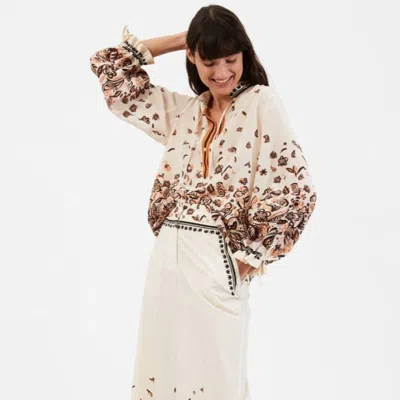 La Doublej Shirt And Sassy Half Button Up Top In Beige/multi