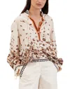 La Doublej Shirt And Sassy Half Button Up Top In Beige/multi In Multi