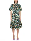 La Doublej Leaf Print Silk Robe In Multi