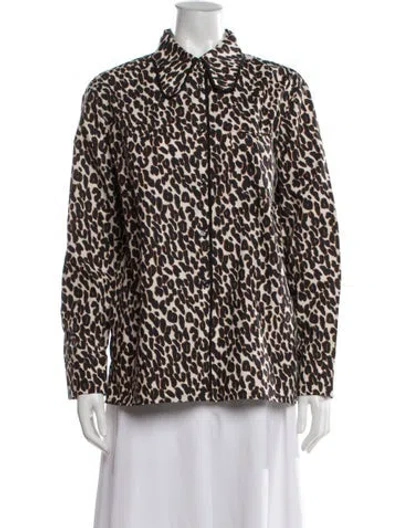 Pre-owned La Doublej Silk Animal Print Blouse In Black