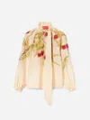 La Doublej Silk Blouse With Floral Print In Neutral