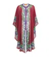La Doublej Silk Chiffon Printed Cape In Red