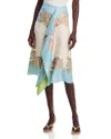 La Doublej Silk Drape Front Scarf Skirt In Multi