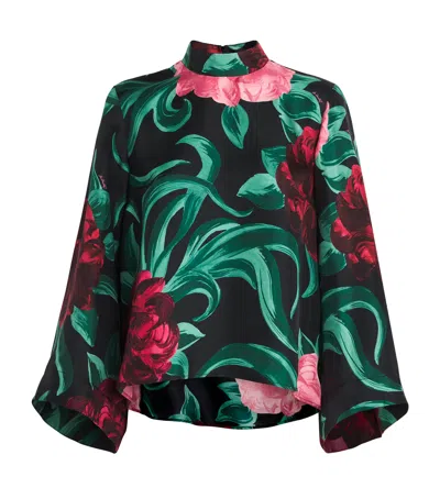 La Doublej Silk Floral Make An Exit Blouse In Multi