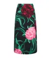 La Doublej Silk Floral Pencil Skirt In Green