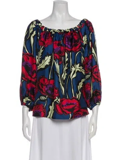 Pre-owned La Doublej Silk Floral Print Blouse In Multi