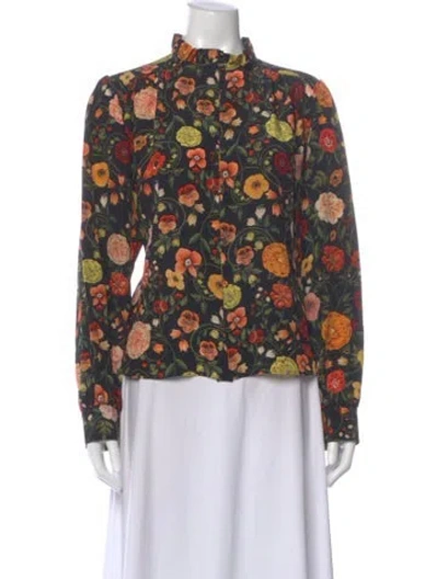 Pre-owned La Doublej Silk Floral Print Blouse In Multi