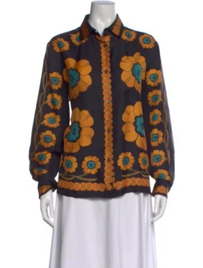 Pre-owned La Doublej Silk Floral Print Blouse In Multi