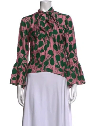Pre-owned La Doublej Silk Floral Print Blouse In Multi