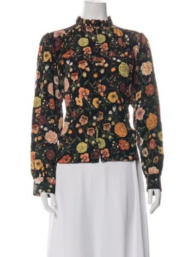 Pre-owned La Doublej Silk Floral Print Blouse In Multicolor
