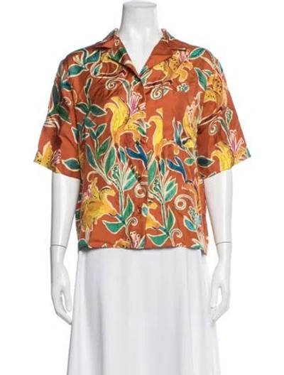Pre-owned La Doublej Silk Floral Print Blouse In Multicolor