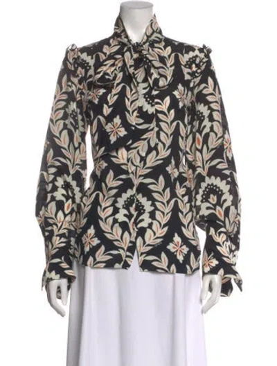 Pre-owned La Doublej Silk Floral Print Blouse W/ Tags In Black