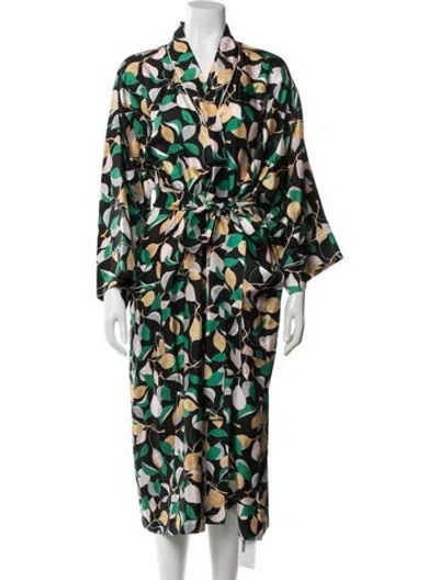 Pre-owned La Doublej Silk Floral Print Robe In Black