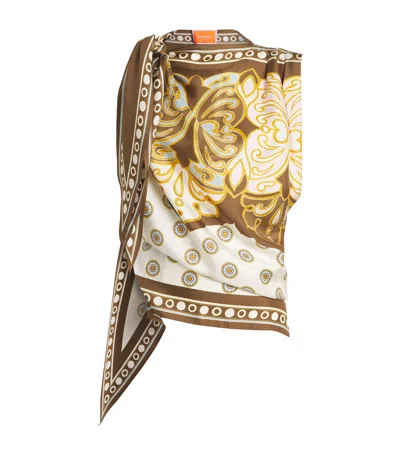 La Doublej Silk Foulard Top In Multi