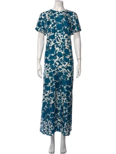 Pre-owned La Doublej Silk Long Dress In Blue/white