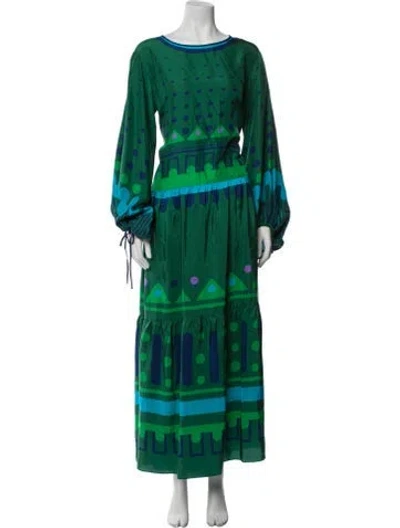 Pre-owned La Doublej Silk Long Dress In Green