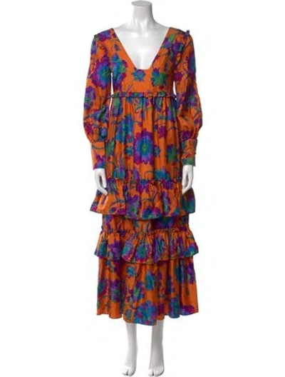 Pre-owned La Doublej Silk Long Dress In Orange