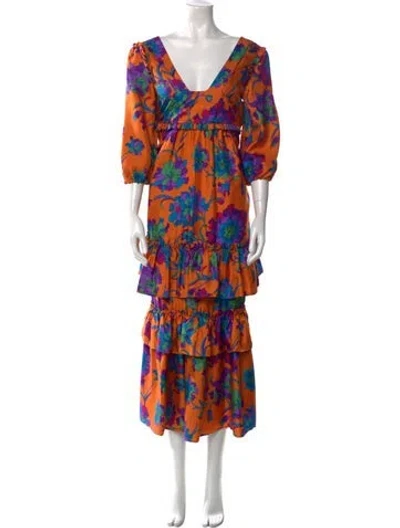 Pre-owned La Doublej Silk Long Dress In Orange