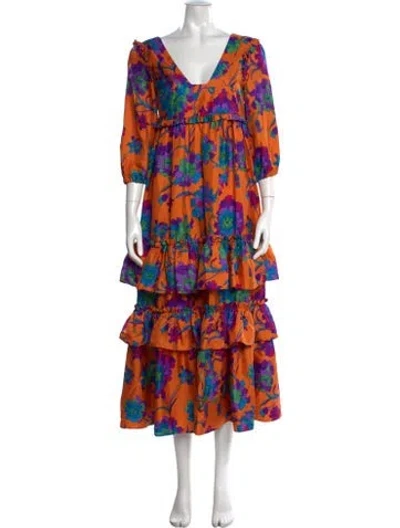 Pre-owned La Doublej Silk Long Dress In Orange