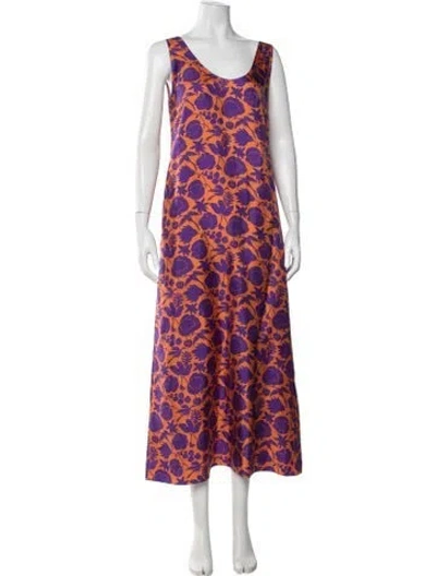 Pre-owned La Doublej Silk Long Dress In Orange/purple