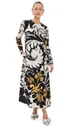 La Doublej Multicolor Long Dress With All-over Graphic Print In Marea