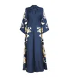 La Doublej Scarf-detailed Printed Silk-twill Maxi Dress In Blue
