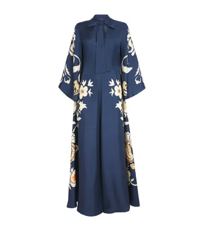 La Doublej Silk Magnifico Maxi Dress In Blue
