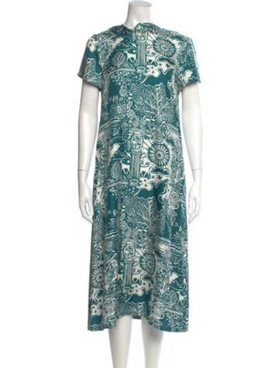 Pre-owned La Doublej Silk Midi Length Dress In Green