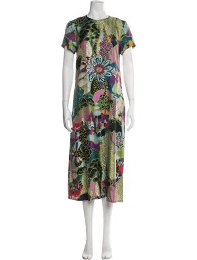 Pre-owned La Doublej Silk Midi Length Dress In Green