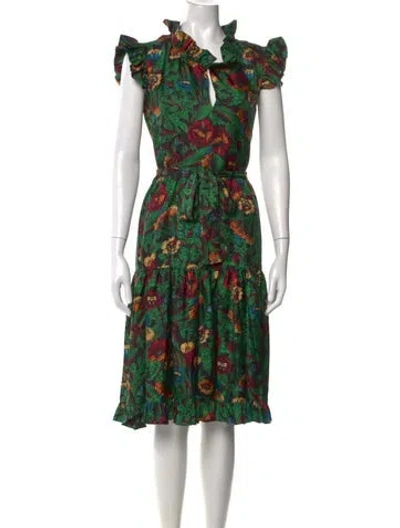 Pre-owned La Doublej Silk Midi Length Dress In Green