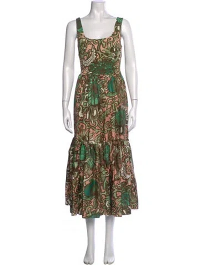 Pre-owned La Doublej Silk Midi Length Dress In Green