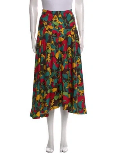 Pre-owned La Doublej Silk Midi Length Skirt In Green