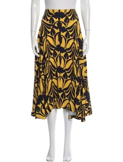 Pre-owned La Doublej Silk Midi Length Skirt In Yellow