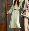 La Doublej Silk Midi Skirt In Pekin Mint Jacquard In Multi