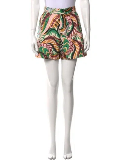 Pre-owned La Doublej Silk Mini Shorts In Green/neutrals