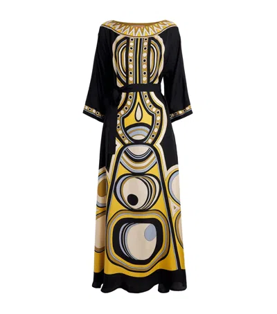La Doublej Silk Muumuu Maxi Dress In Multi