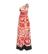 La Doublej La Double J Roy One-shoulder Printed Silk-twill Midi Dress In Multi