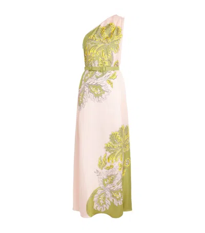 La Doublej Silk One-shoulder Maxi Dress In Multi