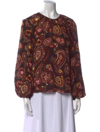 Pre-owned La Doublej Silk Paisley Print Blouse In Multi