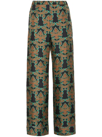 La Doublej Silk Pajama Trousers In Black