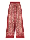 La Doublej Icon Palazzo Printed Silk-twill Wide-leg Pants In Red