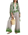 La Doublej La Double J Floral Pattern Wide-leg Trousers With Contrasting Borders In Mirage Placee