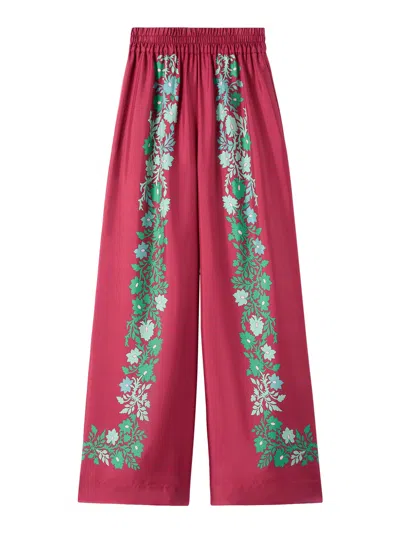 La Doublej Silk Palazzo Trousers In Multi