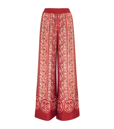 LA DOUBLEJ SILK PALAZZO WIDE-LEG TROUSERS