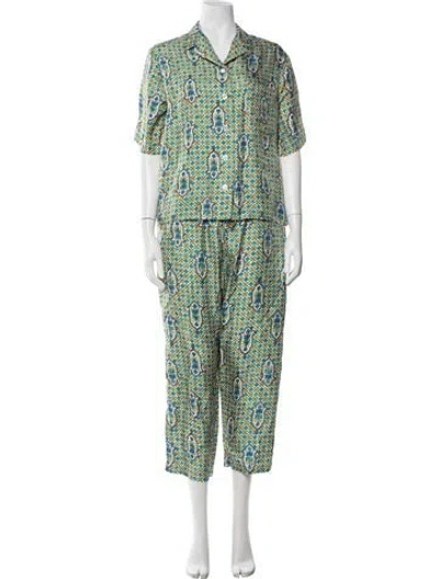 Pre-owned La Doublej Silk Patterned Pajamas In Multicolor
