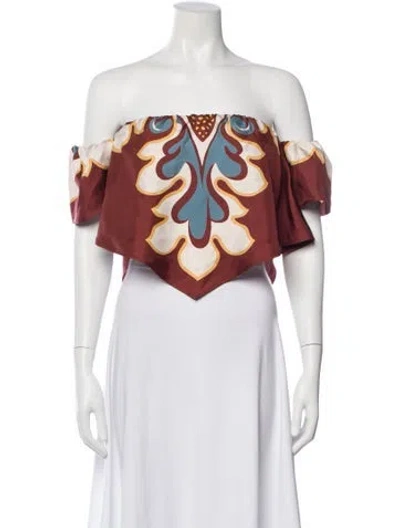 Pre-owned La Doublej Silk Patterned Top In Red